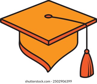 Arte vectorial del casquillo de la graduación con un fondo blanco