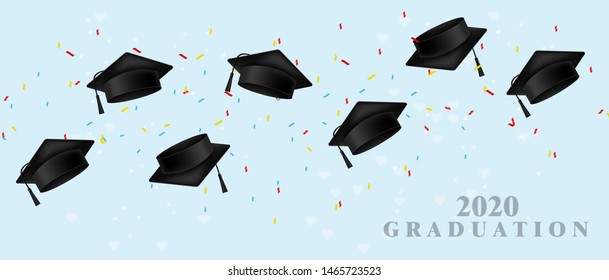 Graduation cap vector. Back to school background banner template