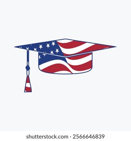 graduation cap vector design with usa flag elements