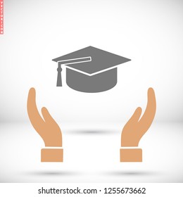 Graduation cap vector icon 