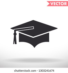 Graduation cap vector icon 
