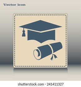 Graduation cap vector icon