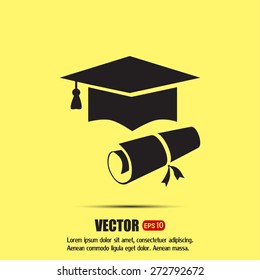 Graduation cap vector icon