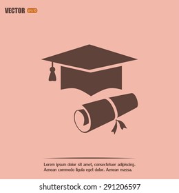 Graduation cap vector icon