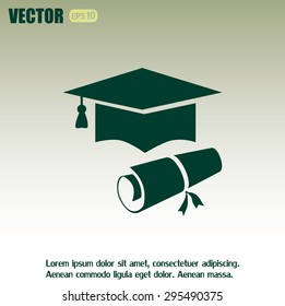 Graduation cap vector icon