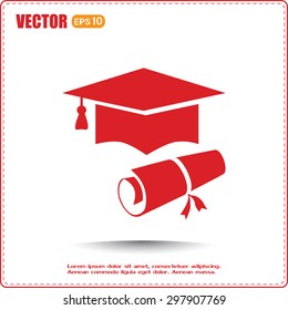 Graduation cap vector icon