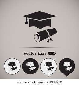 Graduation cap vector icon