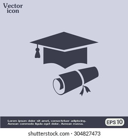 Graduation cap vector icon
