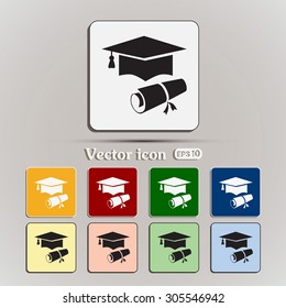 Graduation cap vector icon