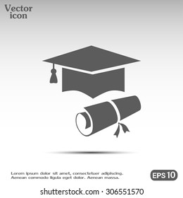 Graduation cap vector icon