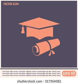 Graduation cap vector icon