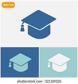 Graduation cap vector icon.