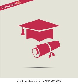 Graduation cap vector icon
