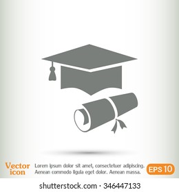 Graduation cap vector icon