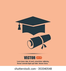 Graduation cap vector icon