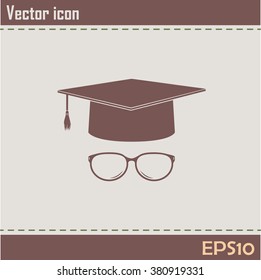 Graduation cap vector icon 