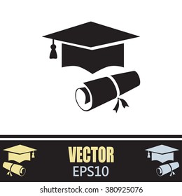 Graduation cap vector icon