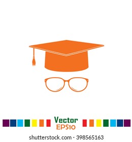 Graduation cap vector icon 