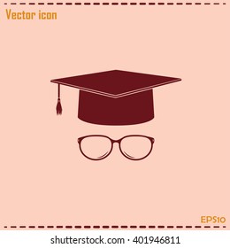 Graduation cap vector icon 