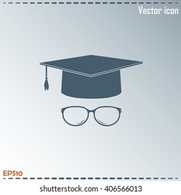 Graduation cap vector icon 