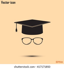 Graduation cap vector icon 