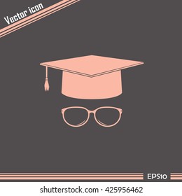 Graduation cap vector icon 