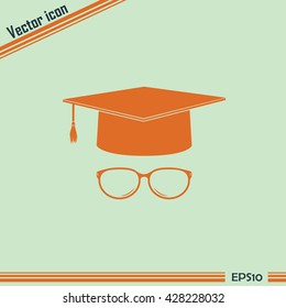 Graduation cap vector icon 