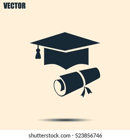 Graduation cap vector icon