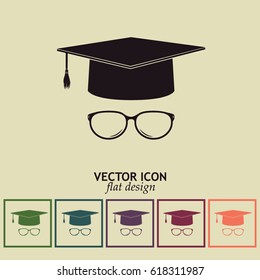 Graduation cap vector icon 