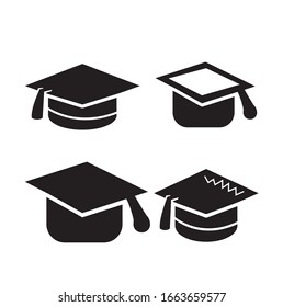 Graduation cap vector icon. 6 Set icon Design. Vector illustration.