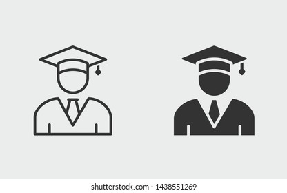 Graduation cap vector icon. Black illustration isolated on white. Simple pictogram for graphic and web design.