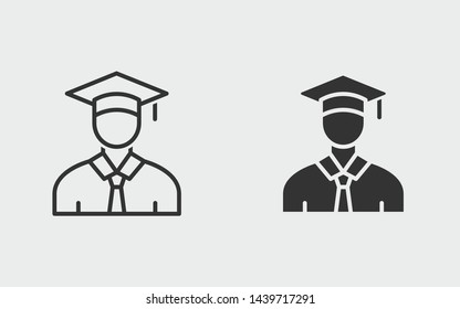 Graduation cap vector icon. Black illustration isolated on white. Simple pictogram for graphic and web design.