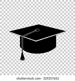 graduation cap vector icon - black illustration