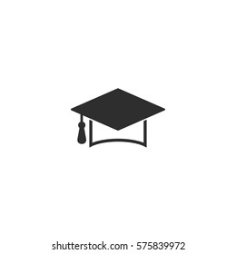 Graduation cap vector icon. Black illustration isolated on white background for graphic and web design.