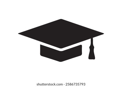 Graduation Cap Vector Icon for Education and Success. Flat Academic Hat Symbol for University and Achievement. Modern Graduation Cap Illustration for Learning and Ceremony.