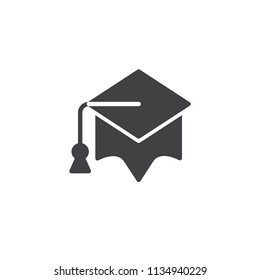 Graduation cap vector icon. filled flat sign for mobile concept and web design. academic hat simple solid icon. Symbol, logo illustration. Pixel perfect vector graphics