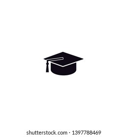 Graduation cap vector icon, Flat design