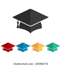 Graduation cap - vector icon, flat design