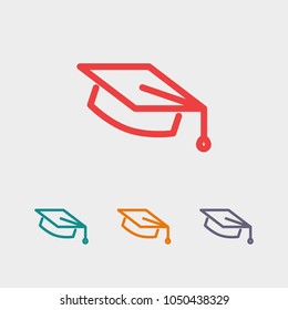 Graduation cap vector icon,  hat student icon