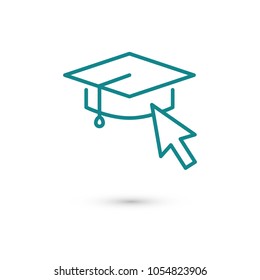 Graduation cap vector icon,  hat student icon