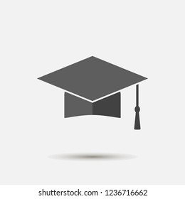 Graduation cap vector icon. Hight school symbol on gray background. Layers grouped for easy editing illustration. For your design.