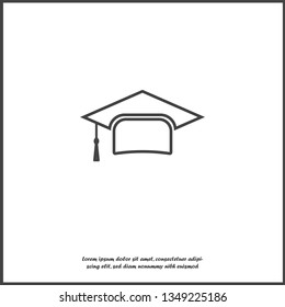 Graduation cap vector icon. Hight school symbol on white isolated background.  Layers grouped for easy editing illustration. For your design.