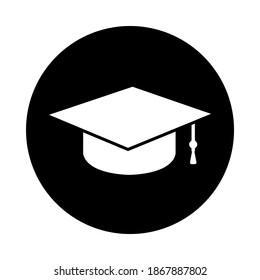 Graduation cap vector icon isolated on white background. Graduation cap icon symbol. Vector Graduation cap icon for web application or UI.