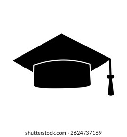 Graduation cap vector icon isolated on white. Academic hat with tassel. Element of design for banner, poster, sticker, flyer, logo design, etc