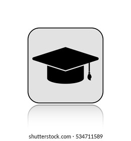Graduation cap vector icon  with long shadow