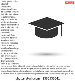 Graduation cap vector icon  , lorem ipsum Flat design
