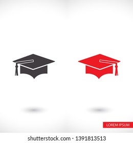 Graduation cap vector icon  , lorem ipsum Flat design