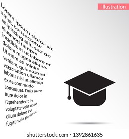 Graduation cap Vector icon . Lorem Ipsum Illustration design