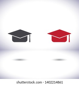 Graduation cap vector icon  , lorem ipsum Flat design