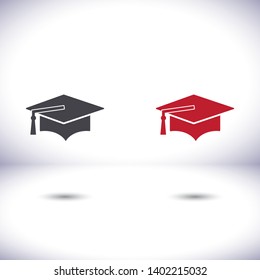 Graduation cap vector icon  , lorem ipsum Flat design